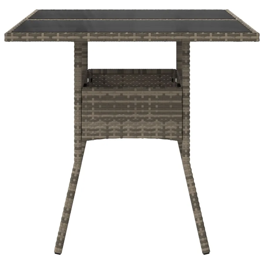 Table de jardin dessus en verre gris 80x80x75 cm résine tressée - 5