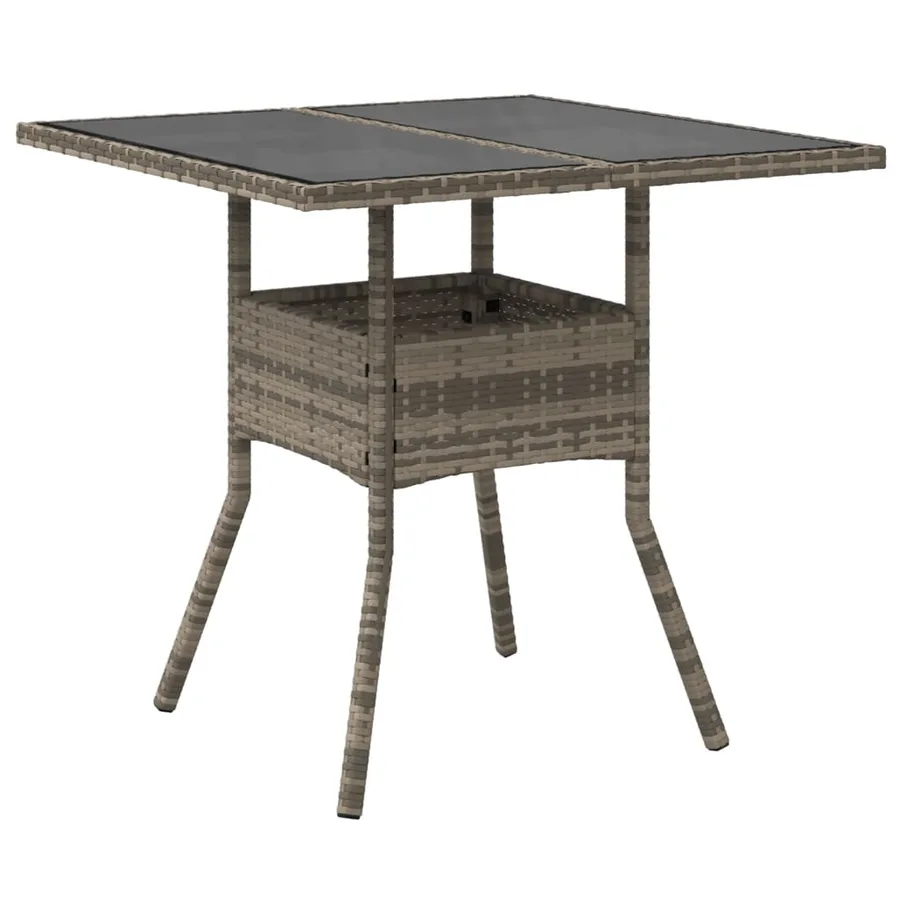 Table de jardin dessus en verre gris 80x80x75 cm résine tressée - 6