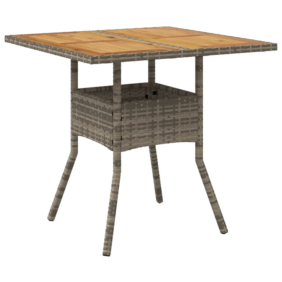 Table de jardin et dessus en bois d'acacia gris résine tressée - 2