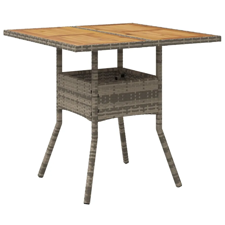 Table de jardin et dessus en bois d'acacia gris résine tressée - 6