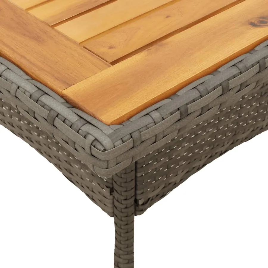 Table de jardin et dessus en bois d'acacia gris résine tressée - 8