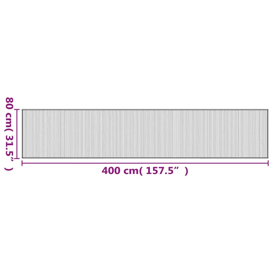Tapis rectangulaire naturel clair 80x400 cm bambou - 8