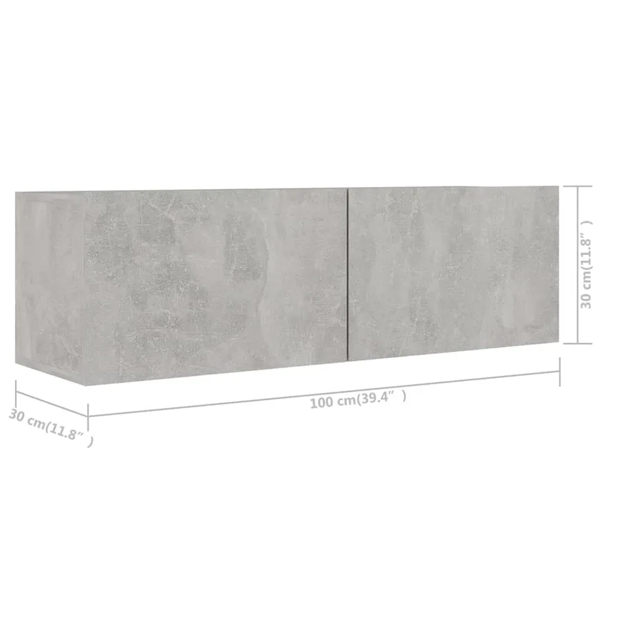 Ensemble de meuble TV 5 pcs Gris béton Bois d'ingénierie - 6