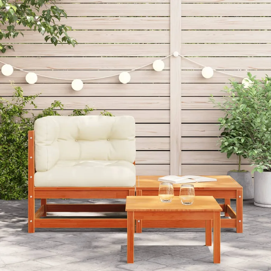 Canapé d'angle de jardin avec coussins et repose-pieds - 3