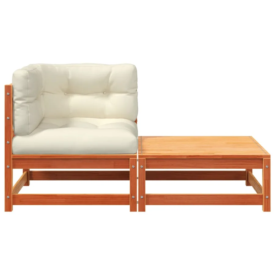 Canapé d'angle de jardin avec coussins et repose-pieds - 5