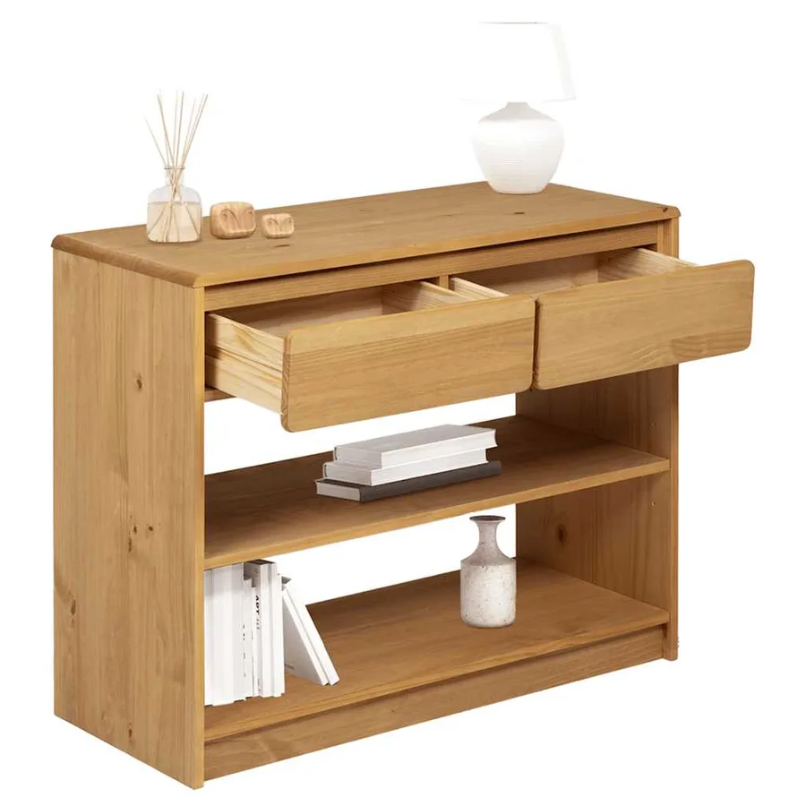 Table console SAUDA chêne 89,5x36,5x73 cm bois de pin massif - 3