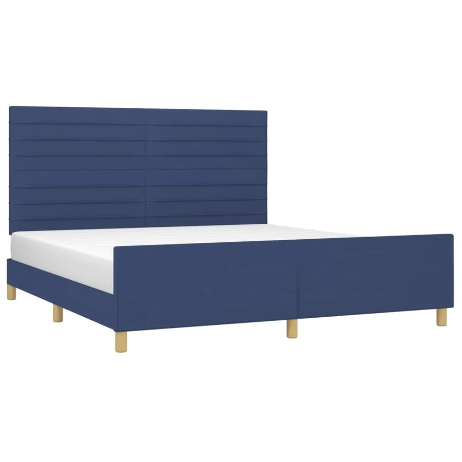 Cadre de lit sans matelas bleu 160x200 cm tissu - 3