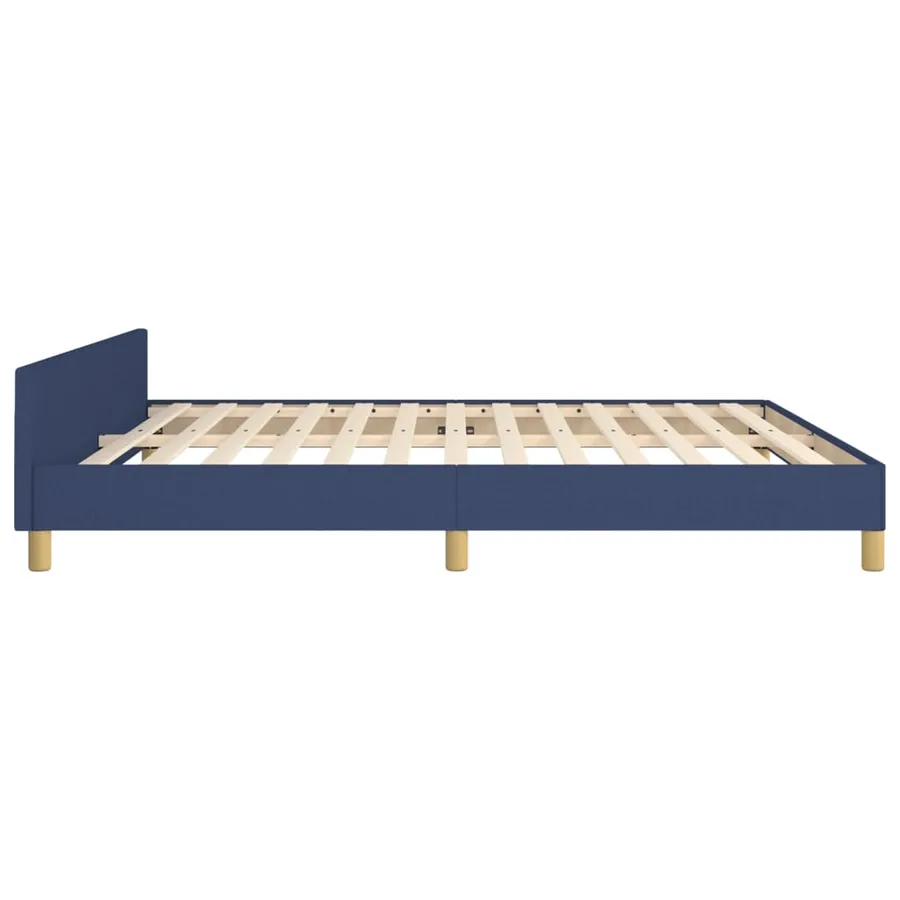Cadre de lit sans matelas bleu 160x200 cm tissu - 7