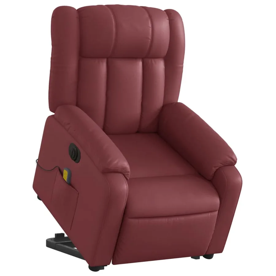 Fauteuil inclinable de massage électrique rouge bordeaux - 3