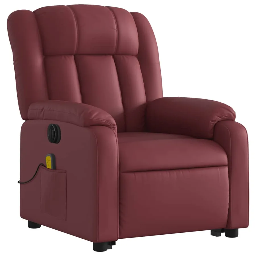 Fauteuil inclinable de massage électrique rouge bordeaux - 4