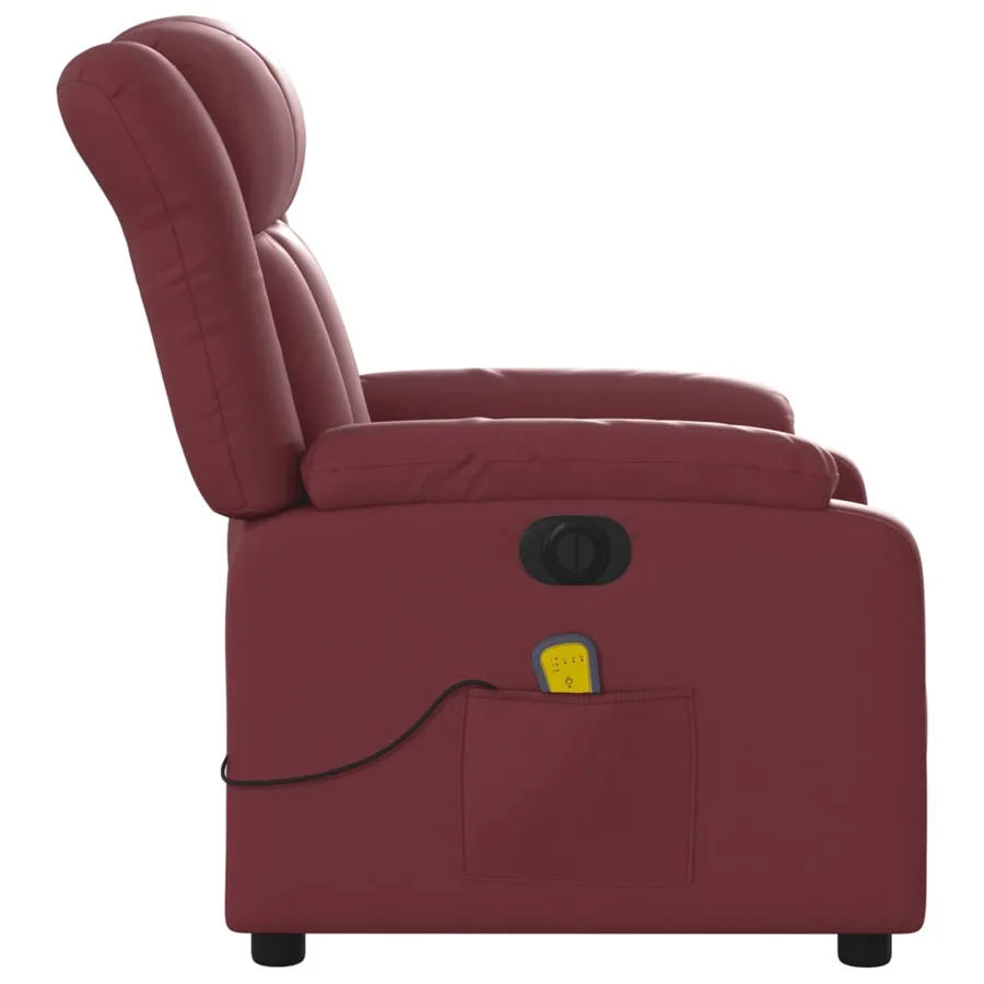 Fauteuil de massage inclinable électrique rouge bordeaux - 10