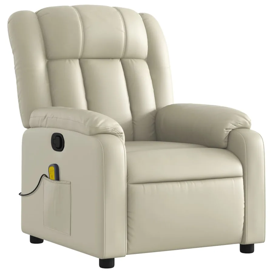 Fauteuil de massage inclinable crème similicuir - 3