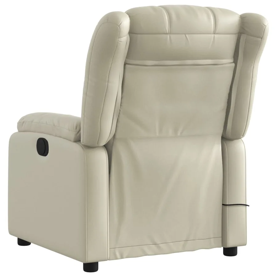 Fauteuil de massage inclinable crème similicuir - 4