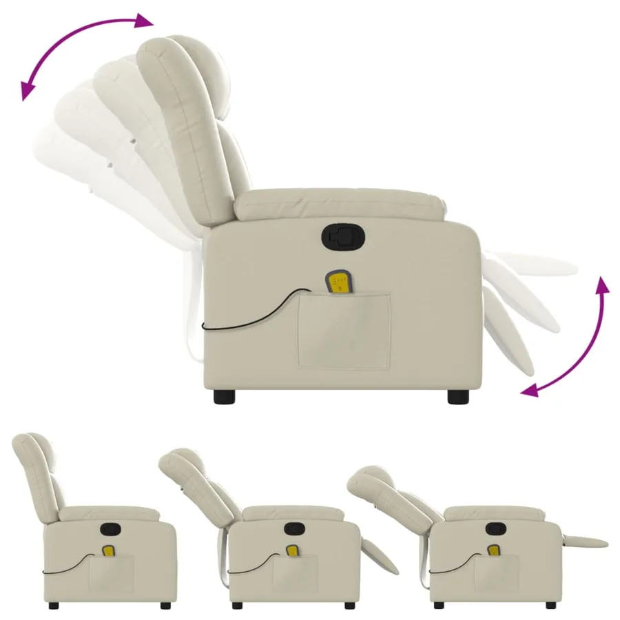 Fauteuil de massage inclinable crème similicuir - 5