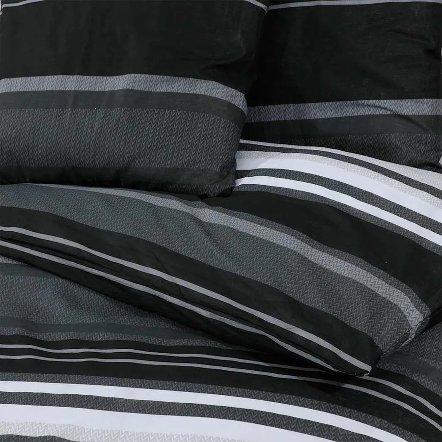 Ensemble de housse de couette noir et blanc 225x220 cm Coton - 5