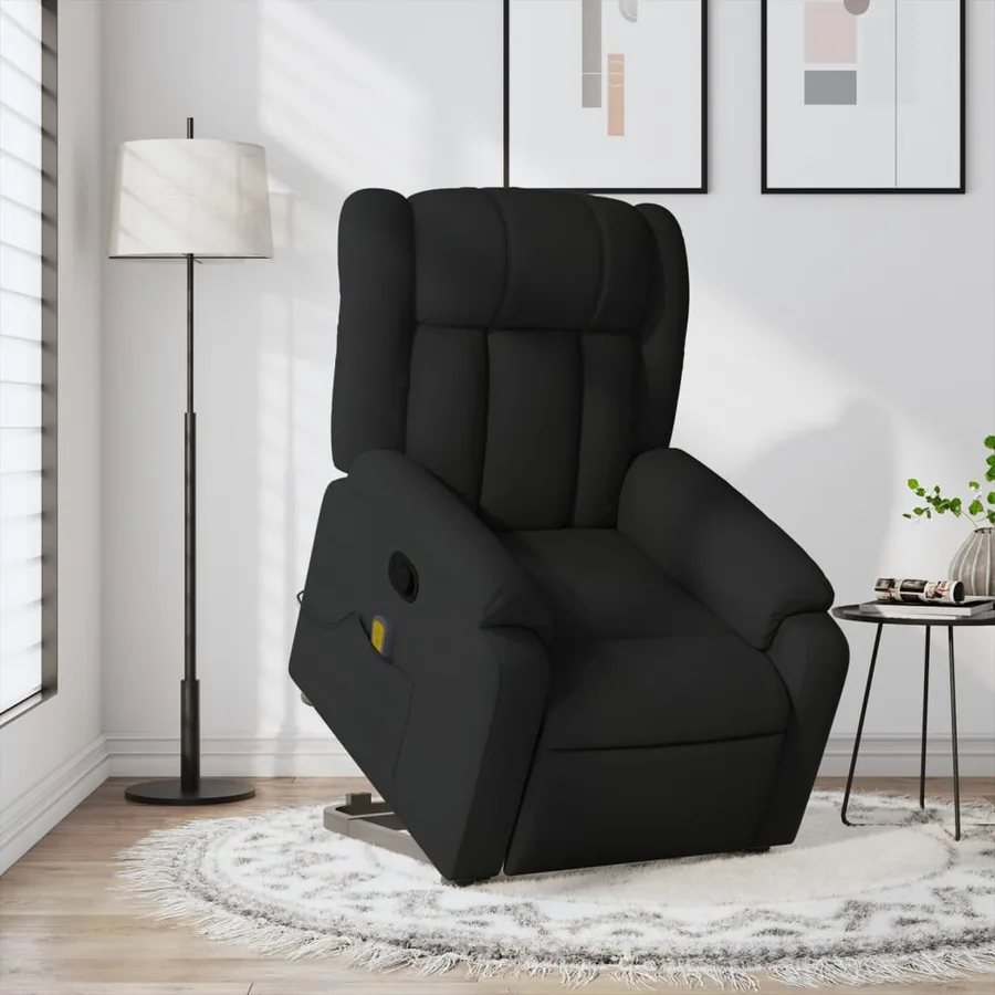 Fauteuil de massage inclinable Noir Tissu - 16
