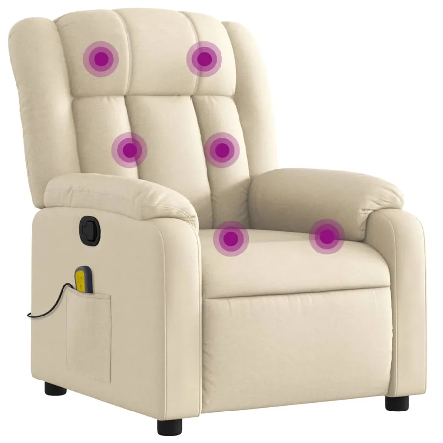 Fauteuil de massage inclinable crème tissu - 2