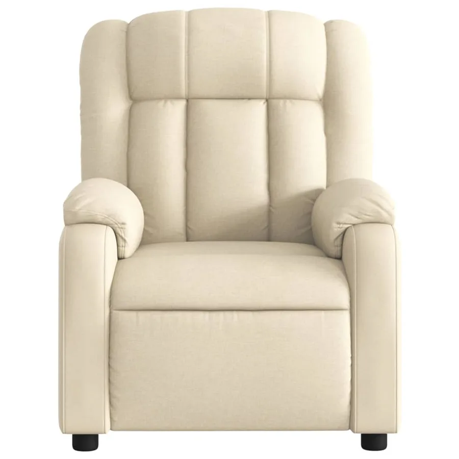 Fauteuil de massage inclinable crème tissu - 7