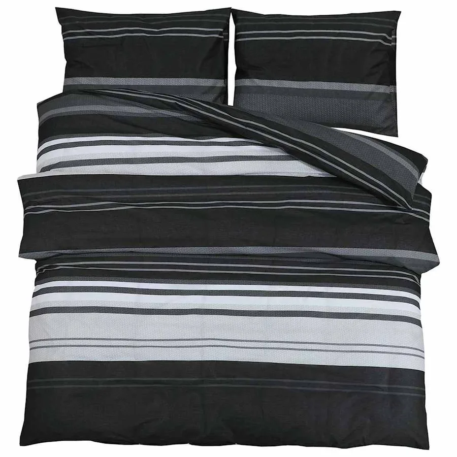 Ensemble de housse de couette noir et blanc 240x220 cm Coton - 2