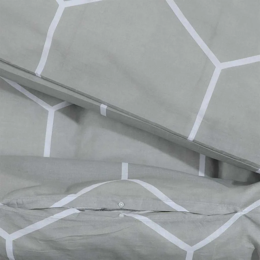 Ensemble de housse de couette Gris 240x220 cm Coton - 4