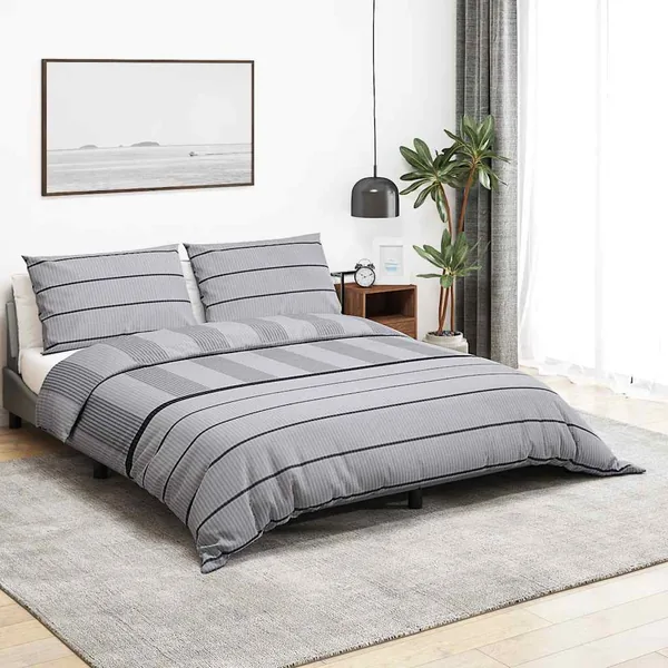 Ensemble de housse de couette Gris 155x220 cm Coton