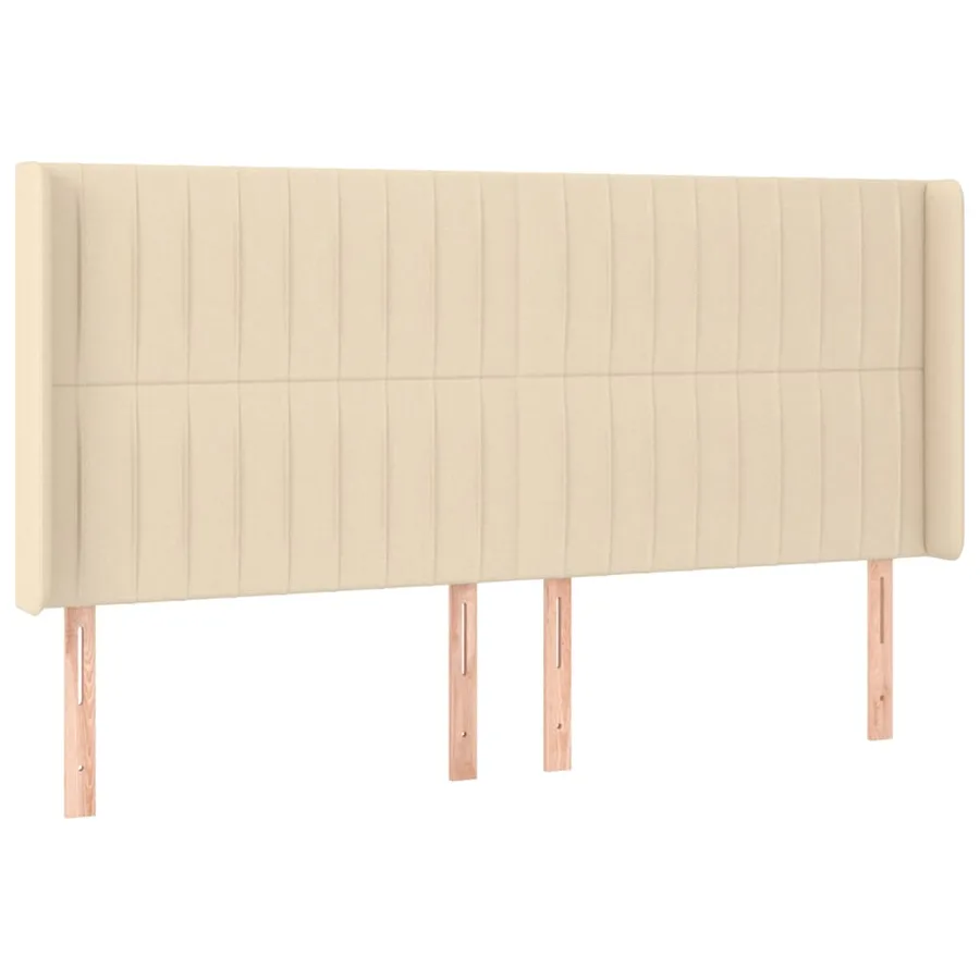 Sommier à lattes de lit matelas et LED Crème 180x200 cm Tissu - 7
