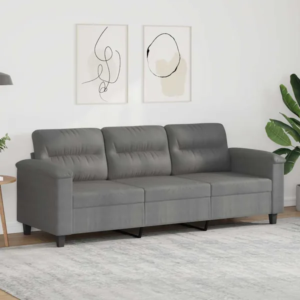 Canapé à 3 places Gris foncé 180 cm Tissu microfibre
