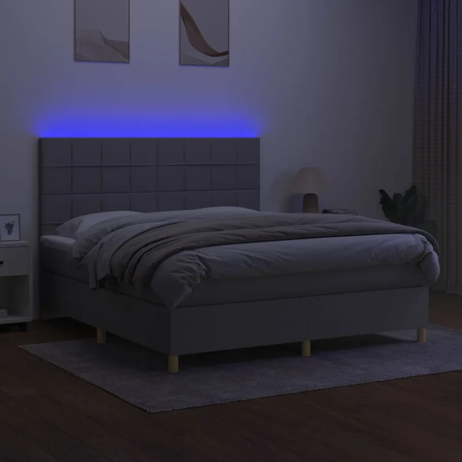 Sommier à lattes de lit matelas et LED Gris clair 160x200 cm - 4