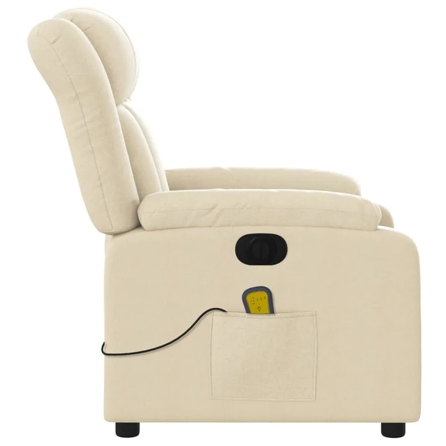 Fauteuil inclinable de massage électrique crème tissu - 10