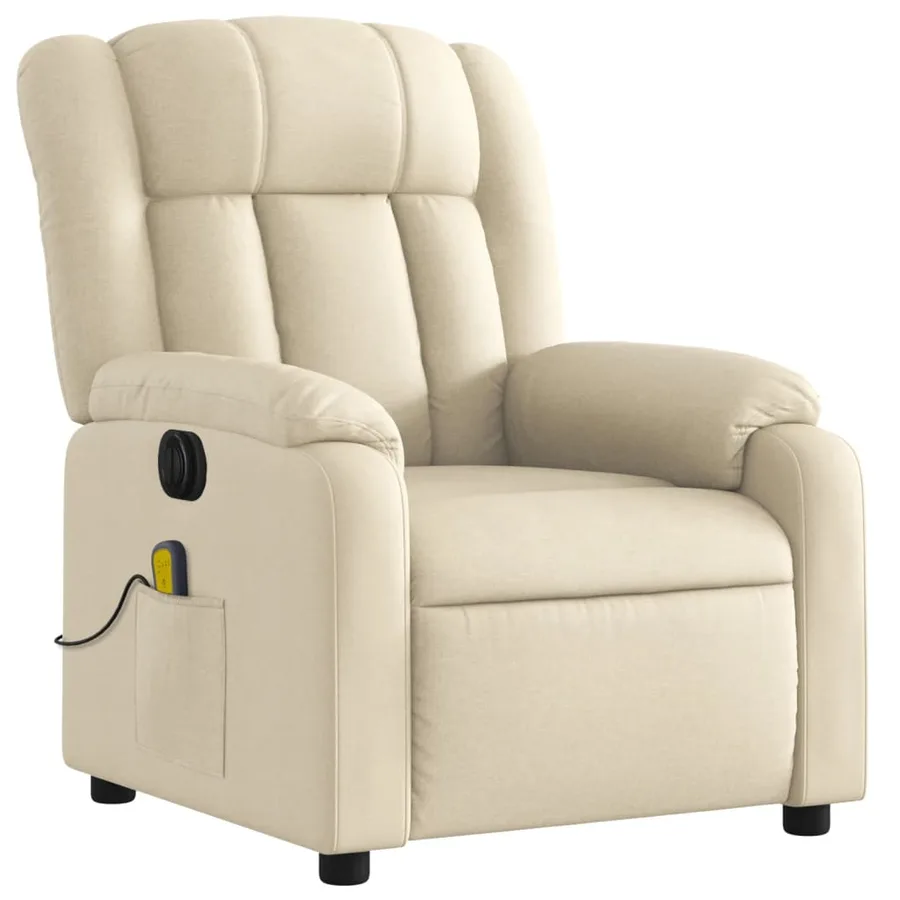 Fauteuil inclinable de massage électrique crème tissu - 4