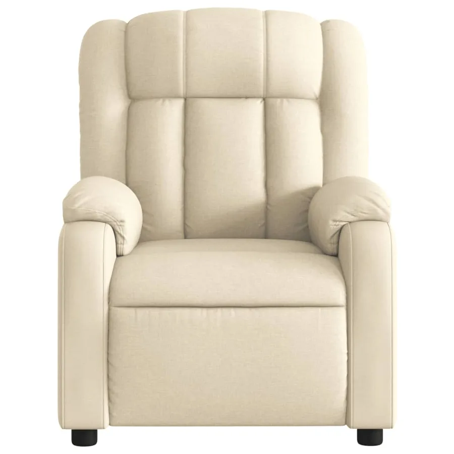 Fauteuil inclinable de massage électrique crème tissu - 9