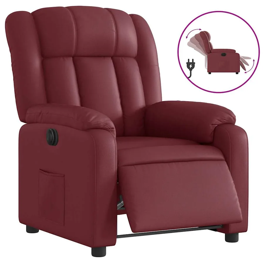 Fauteuil inclinable électrique Rouge bordeaux Similicuir - 2