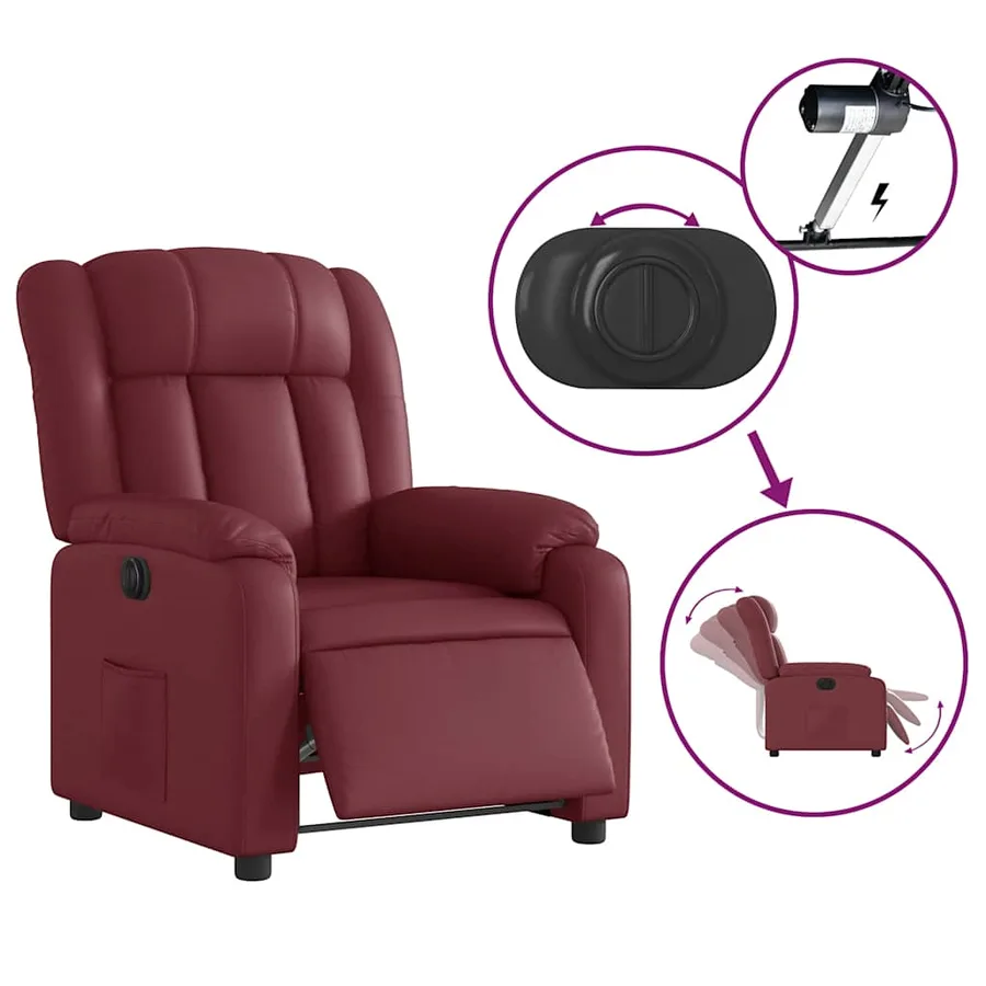 Fauteuil inclinable électrique Rouge bordeaux Similicuir - 6