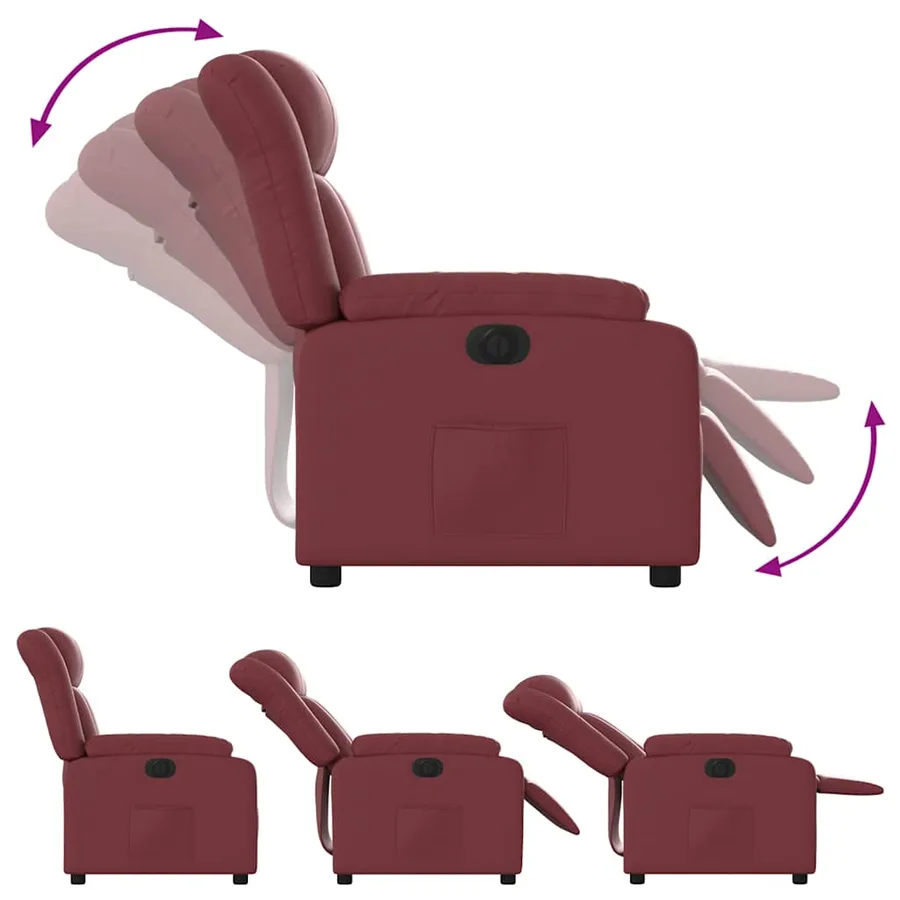 Fauteuil inclinable électrique Rouge bordeaux Similicuir - 7