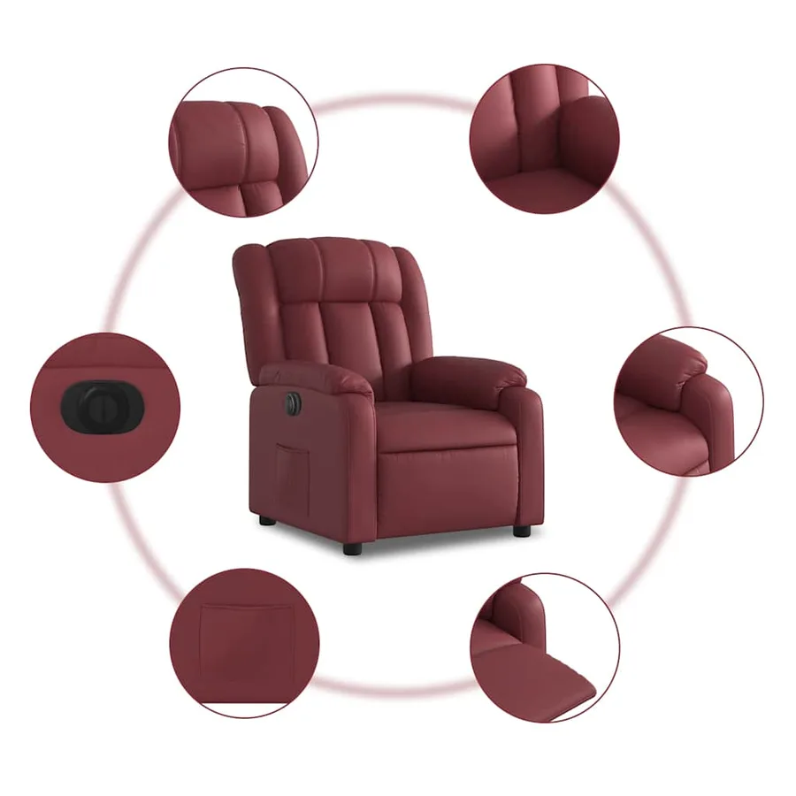 Fauteuil inclinable électrique Rouge bordeaux Similicuir - 8