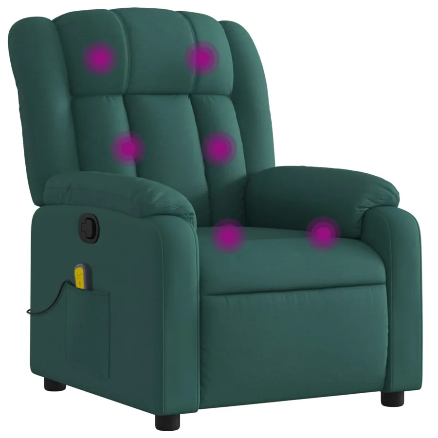 Fauteuil inclinable de massage vert foncé tissu - 2