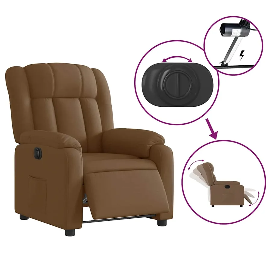 Fauteuil inclinable électrique Marron Tissu - 6