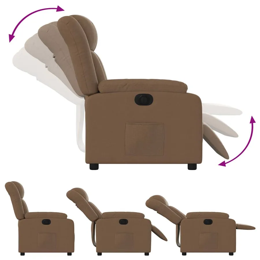 Fauteuil inclinable électrique Marron Tissu - 7