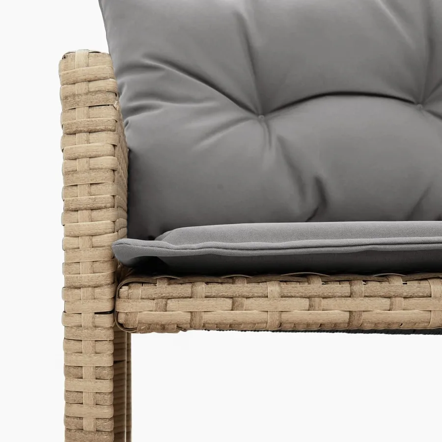 Canapé de jardin table et coussins en forme de L mélange beige - 8