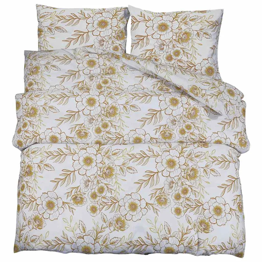 Ensemble de housse de couette blanc et marron 135x200 cm Coton - 2