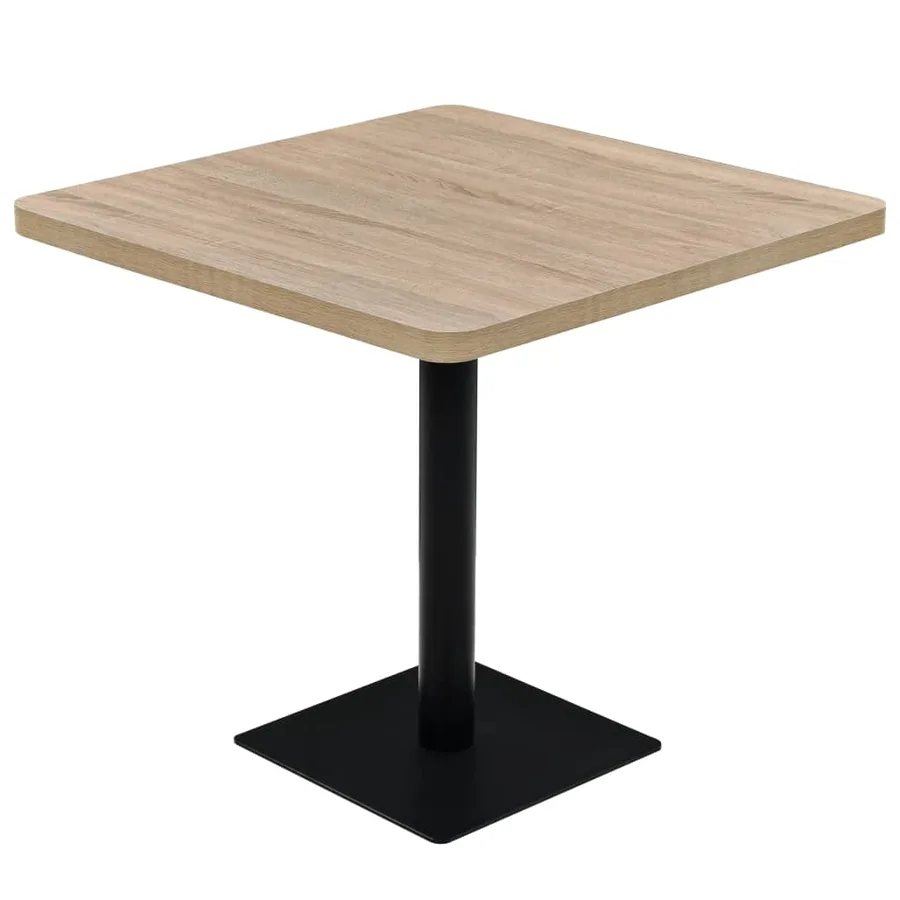 Table de bistro MDF et acier Carré 80x80x75 cm Couleur de chêne - 2