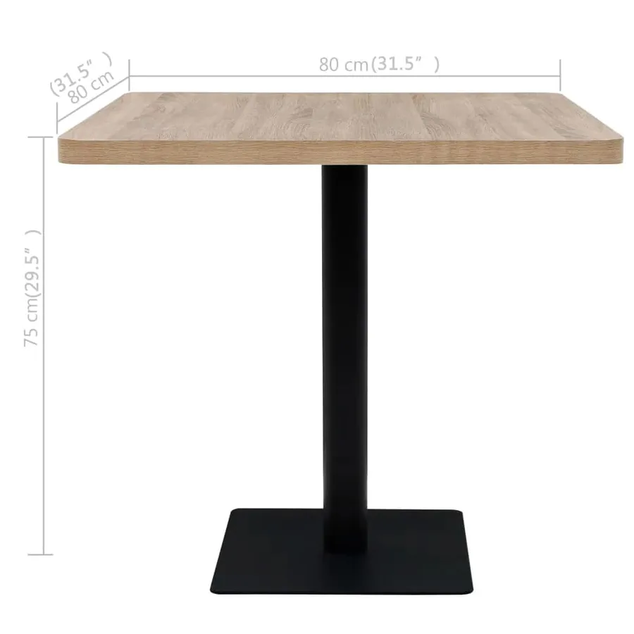 Table de bistro MDF et acier Carré 80x80x75 cm Couleur de chêne - 6