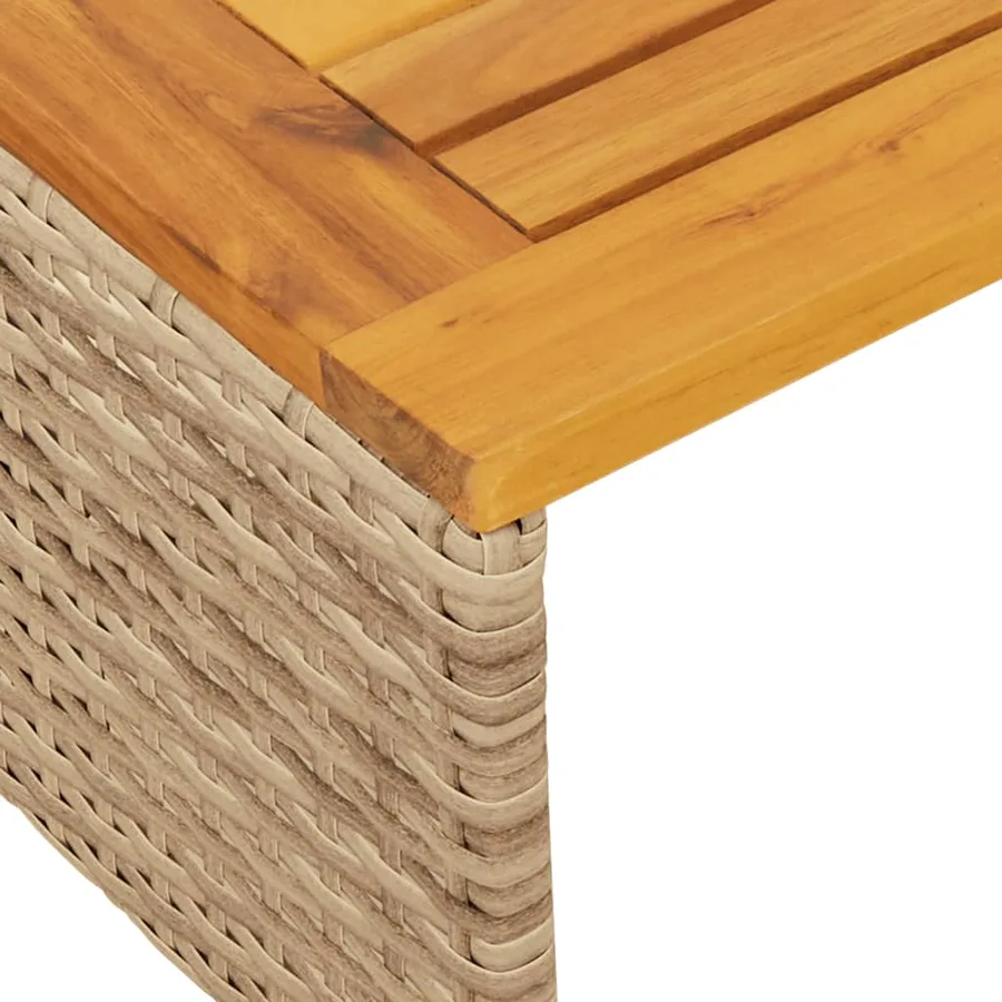 Canapé de jardin avec table et coussins en forme de L beige - 9