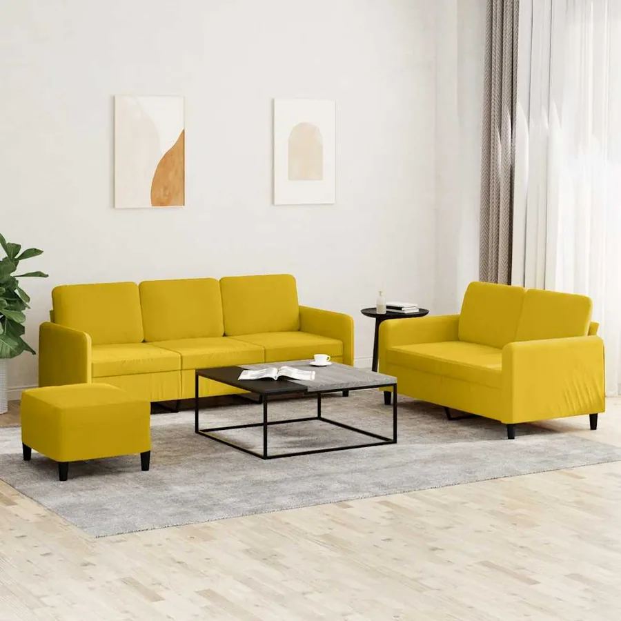 Ensemble de canapés 3 pcs jaune velours