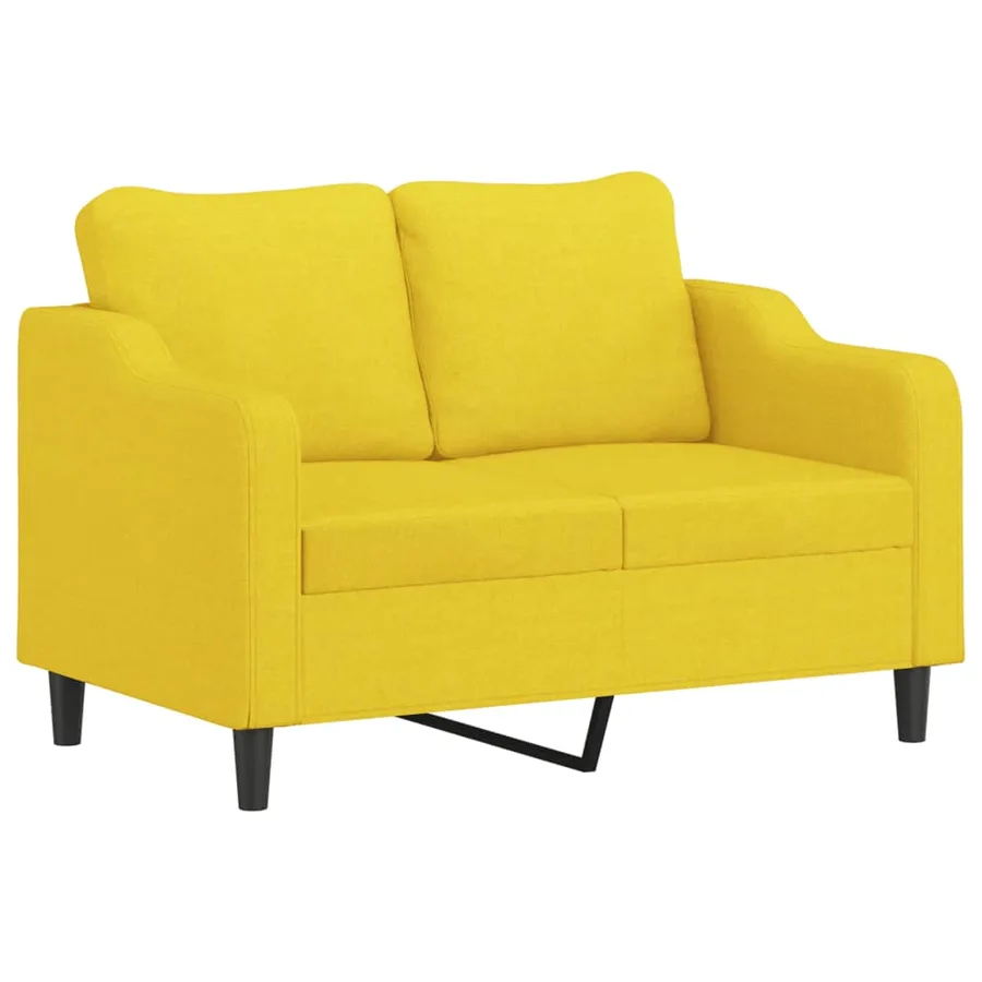 Canapé 2 places avec oreillers jaune clair 120 cm tissu - 4