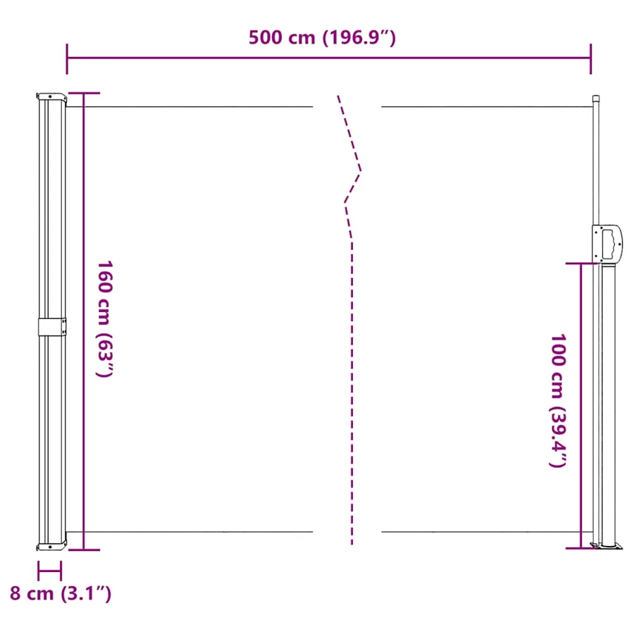 Auvent latéral rétractable anthracite 160x500 cm - 11