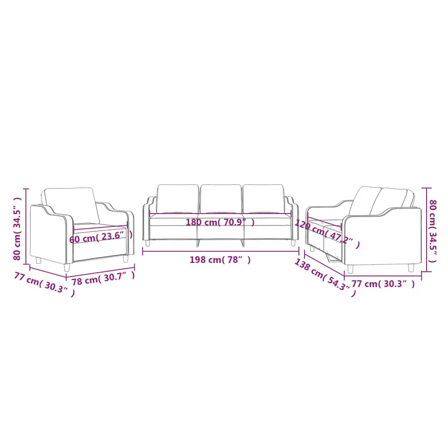 Ensemble de canapés 3 pcs avec coussins Jaune clair Tissu - 8
