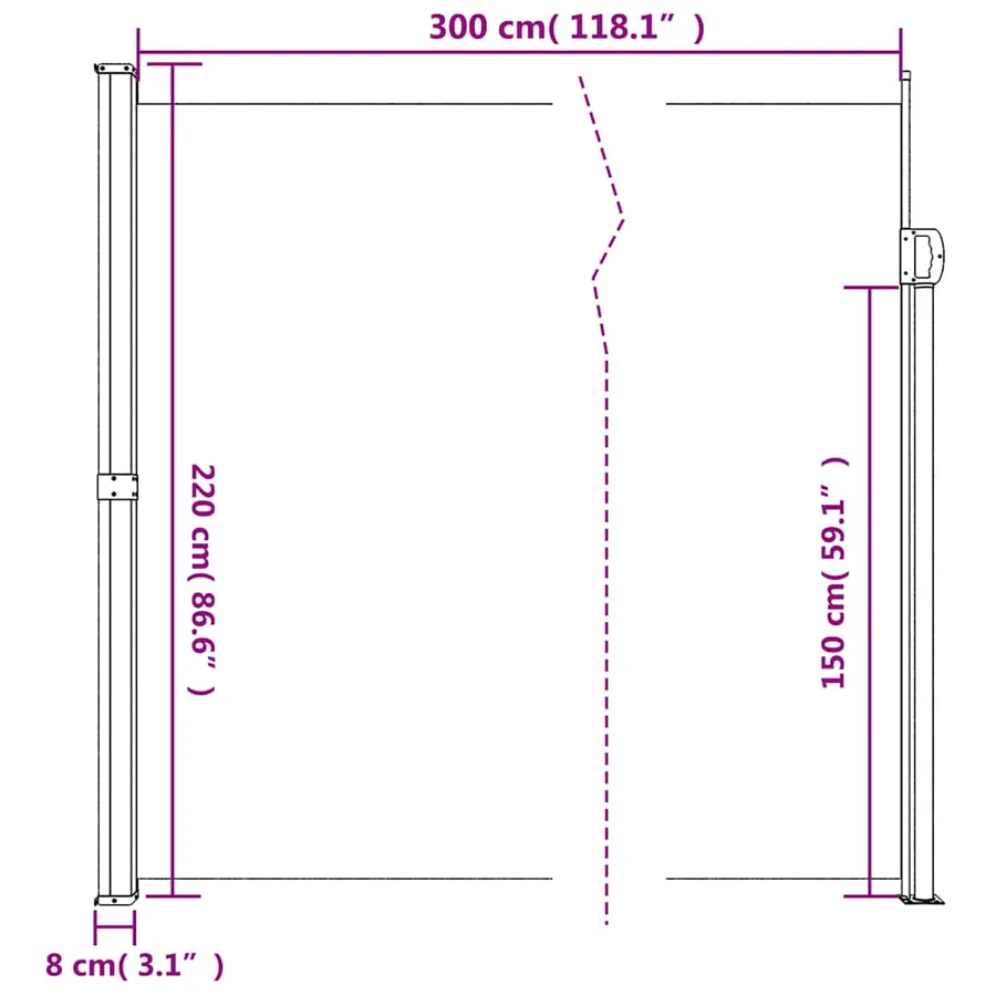 Auvent latéral rétractable crème 220x300 cm - 10