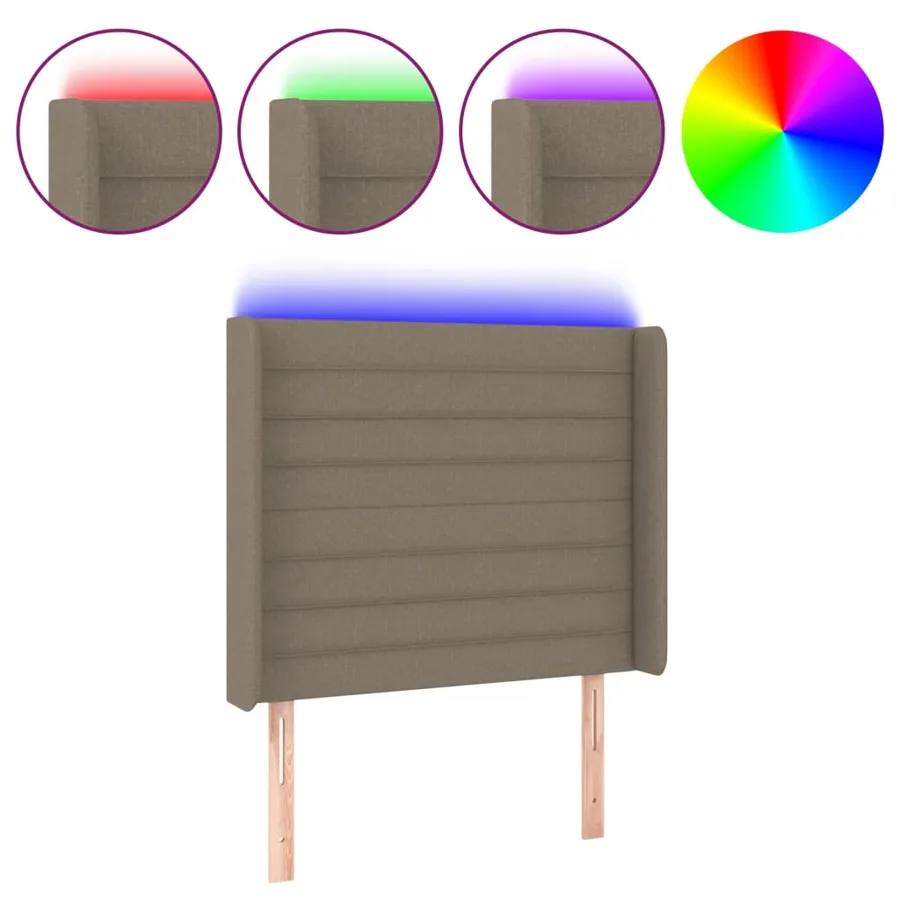 Tête de lit à LED Taupe 103x16x118/128 cm Tissu - 2
