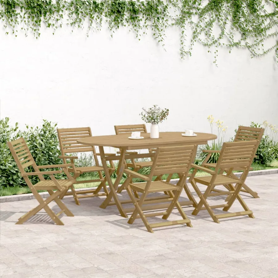 Chaises pliables de jardin lot de 8 bois massif d'acacia - 3